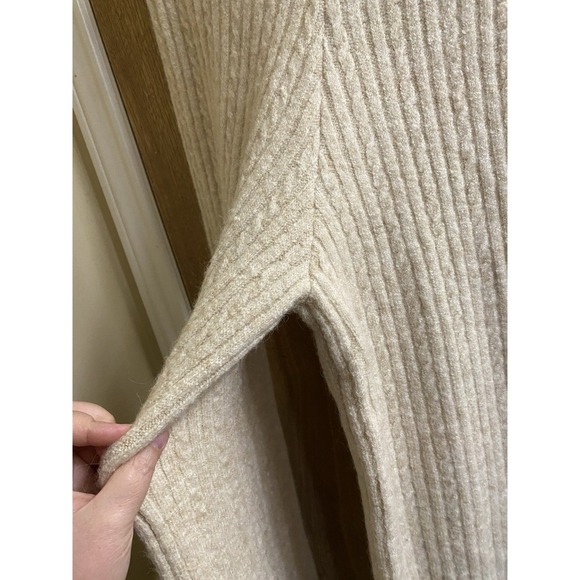 Zara Women's Cable Knit Sweater Wide Leg Pants Cream Size L New With Tags Soft - Picture 4 of 12